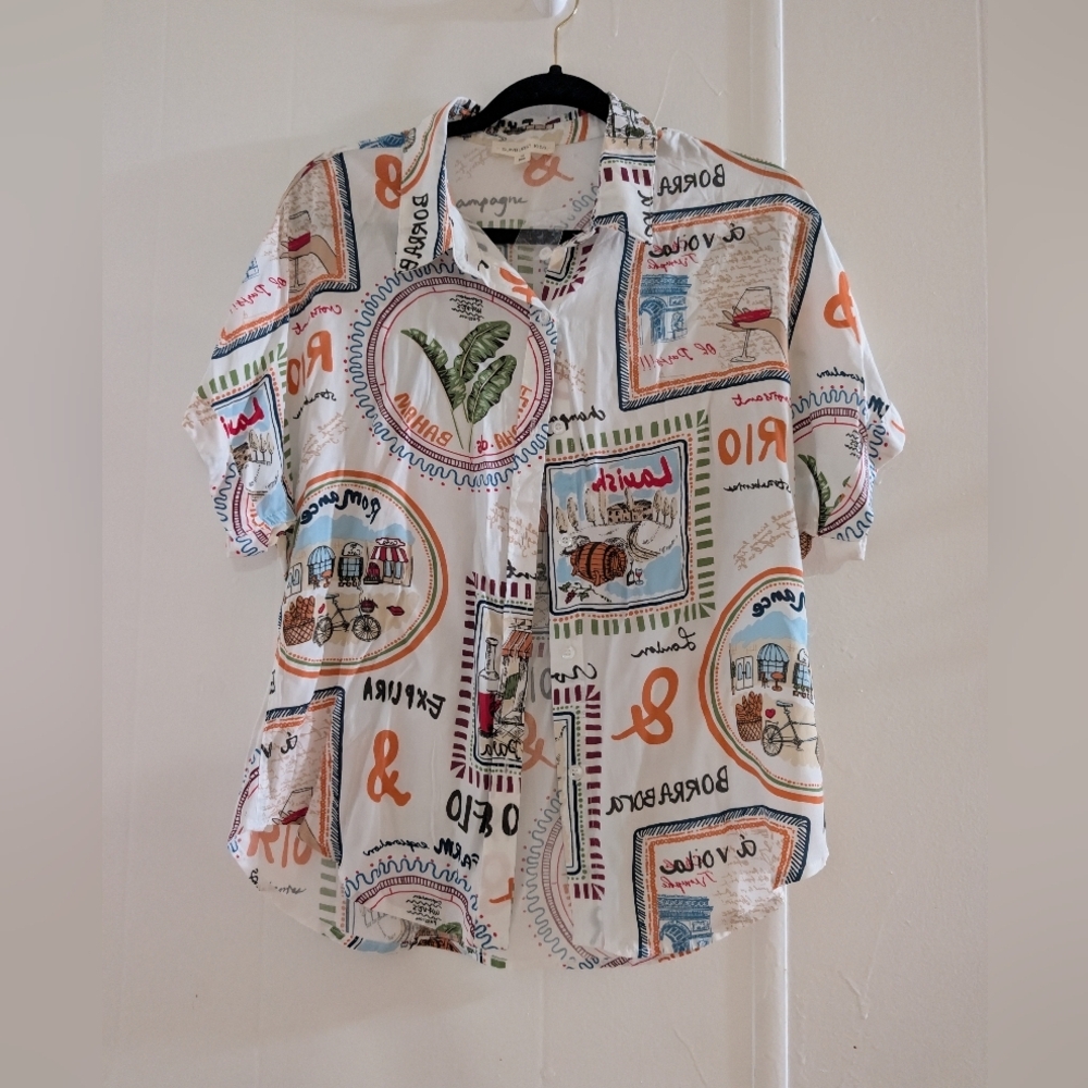 Printed Button Down Shirt NWT - image 3